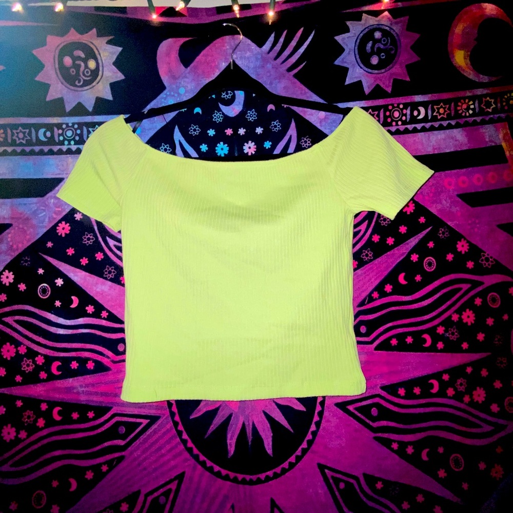 Light Green Off Shoulder Shirt.